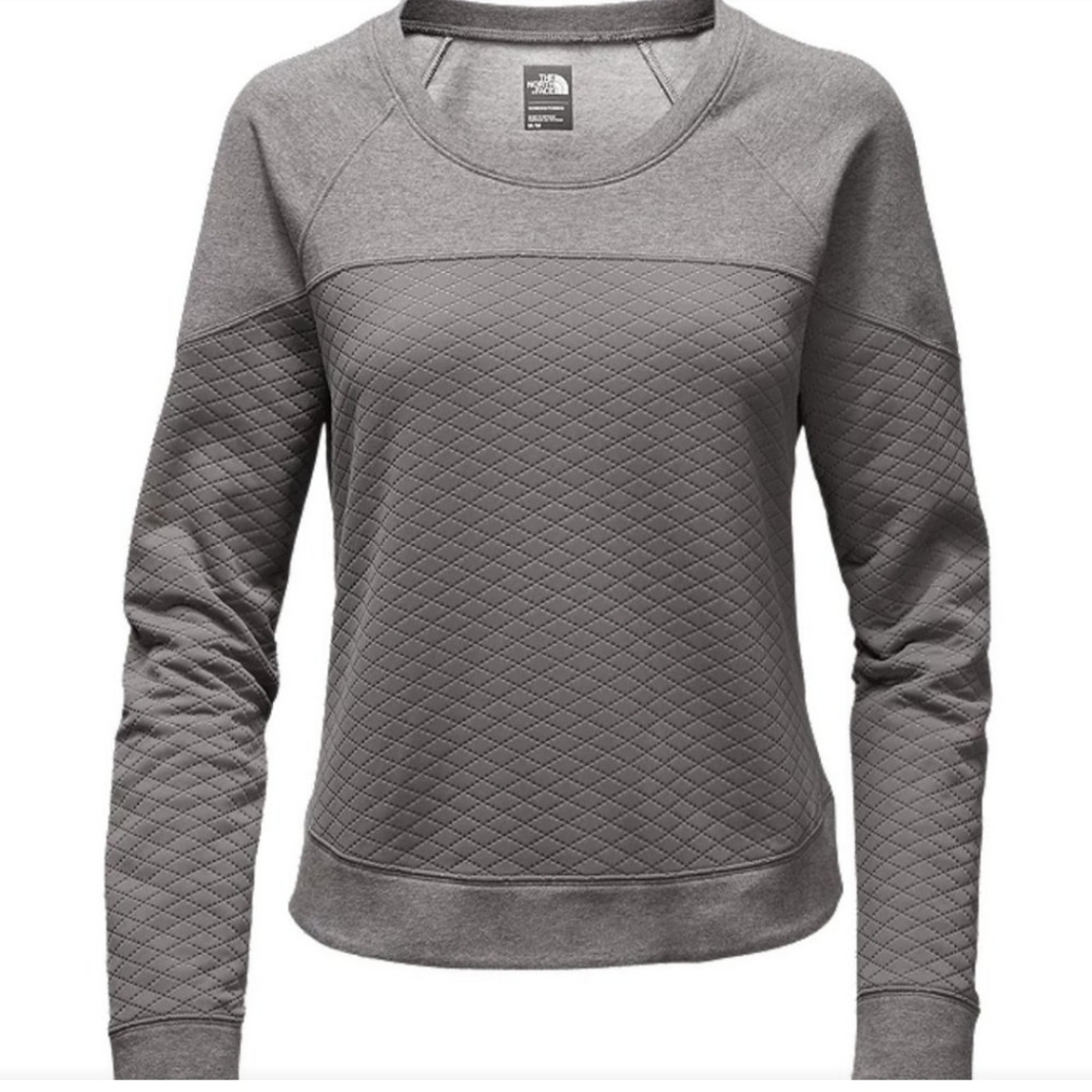 The North Face Recover-Up Gray Quilted Pullover Crewneck Sweatshirt